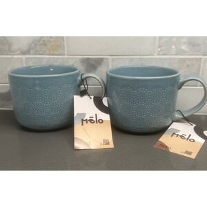NEW-Set 2 MELO Handmade Stoneware Artisan Crafted Coffee Mugs Art Pottery